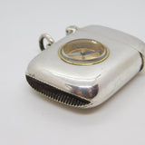 Victorian Sterling Silver Working Compass Campaign Vesta Case 1901 Antique