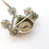 20th Century Scandinavian .830 Silver Enamel Floral Brooch Antique c1920