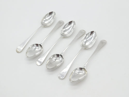 Set of Six Victorian Scottish Sterling Silver Spoons Antique 1870 Glasgow J.M