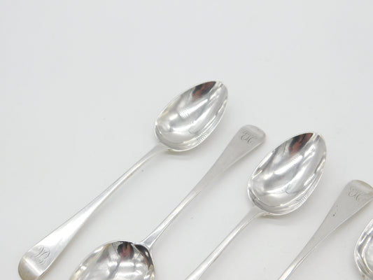 Set of Six Victorian Scottish Sterling Silver Spoons Antique 1870 Glasgow J.M