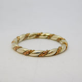 9ct White & Rose Gold Rope Twist Stacking Ring Vintage 1990 London