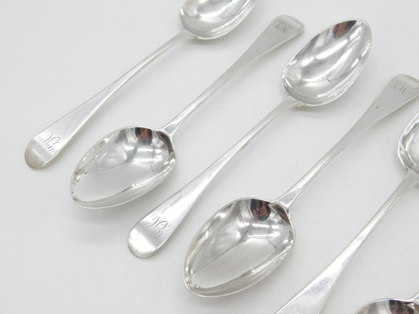 Set of Six Victorian Scottish Sterling Silver Spoons Antique 1870 Glasgow J.M