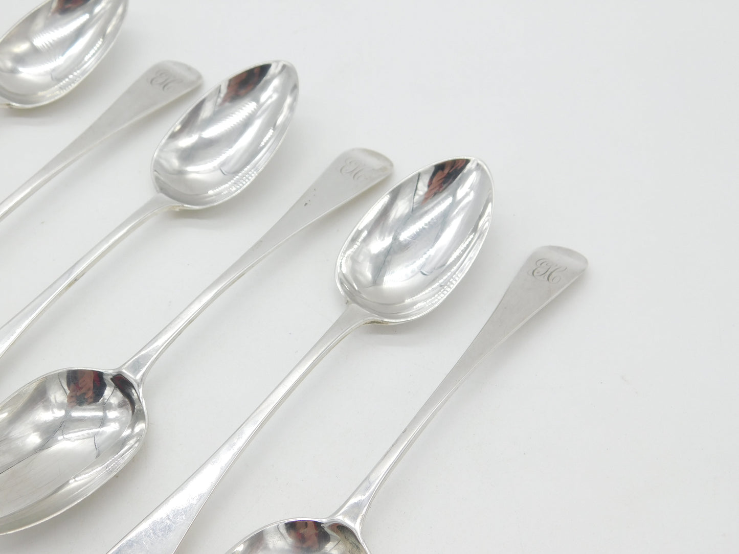 Set of Six Victorian Scottish Sterling Silver Spoons Antique 1870 Glasgow J.M