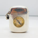 Victorian Sterling Silver Working Compass Campaign Vesta Case 1901 Antique