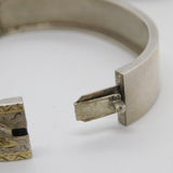 Victorian Gold & Sterling Silver Leaf Pattern Cuff Bangle Bracelet c1880 Antique
