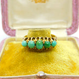 18ct Yellow Gold Five-Stone Turquoise Band Ring 1915 London Antique Art Deco