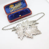 Georgian Sterling Silver Leaf Form Rum Decanter Label 1835 Birmingham Antique