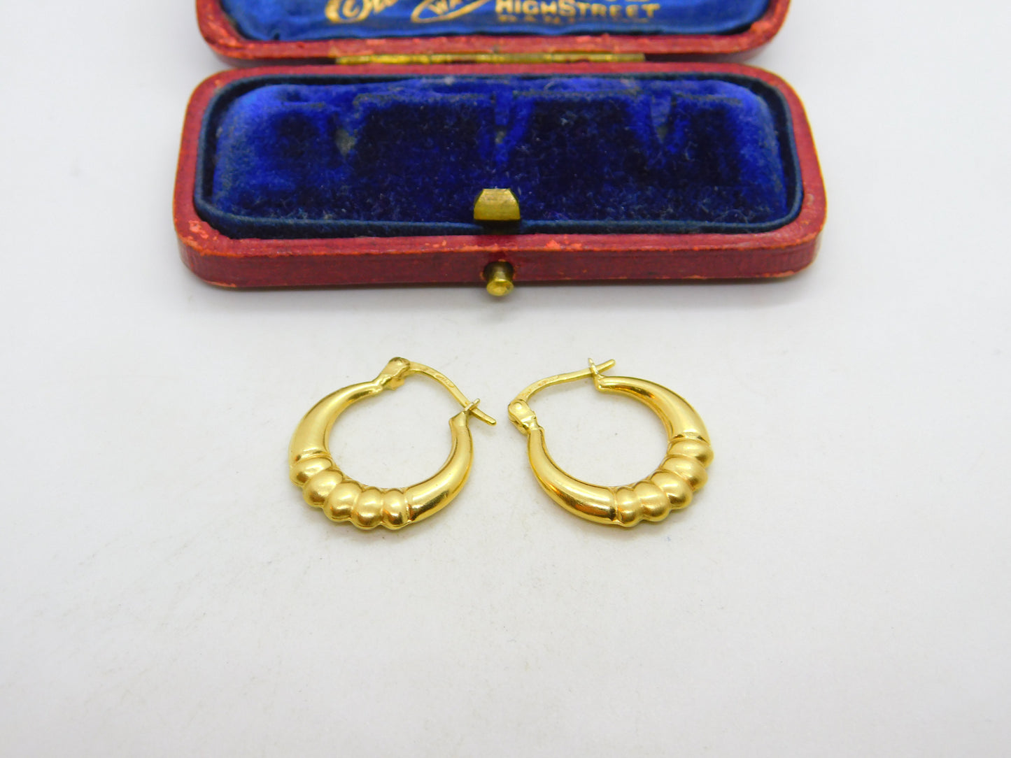 Sleeper Hoop Earrings 18ct Yellow Gold Vintage c1980