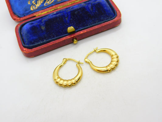 Sleeper Hoop Earrings 18ct Yellow Gold Vintage c1980