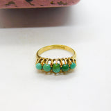 18ct Yellow Gold Five-Stone Turquoise Band Ring 1915 London Antique Art Deco