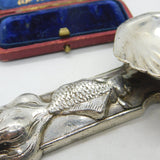 Chinese Export .500 Silver Koi Dish Scallop Salt Dish Antique c1930 Art Deco