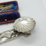 Chinese Export .500 Silver Koi Dish Scallop Salt Dish Antique c1930 Art Deco