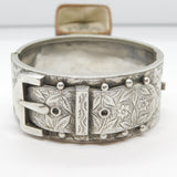 Victorian Sterling Silver Sweetheart Buckle Bangle Bracelet Antique c1880