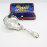 Victorian Sterling Silver Floral Pattern Tea Caddy Spoon 1894 London Antique