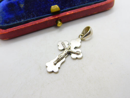 14ct White Gold Corpus Christi Jerusalem Cross Pendant Vintage c1980