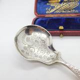 Victorian Sterling Silver Floral Pattern Tea Caddy Spoon 1894 London Antique