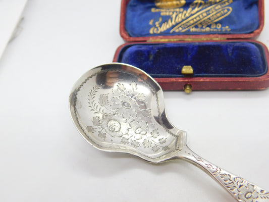 Victorian Sterling Silver Floral Pattern Tea Caddy Spoon 1894 London Antique