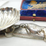 Chinese Export .500 Silver Koi Dish Scallop Salt Dish Antique c1930 Art Deco