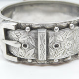Victorian Sterling Silver Sweetheart Buckle Bangle Bracelet Antique c1880