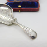 Victorian Sterling Silver Floral Pattern Tea Caddy Spoon 1894 London Antique