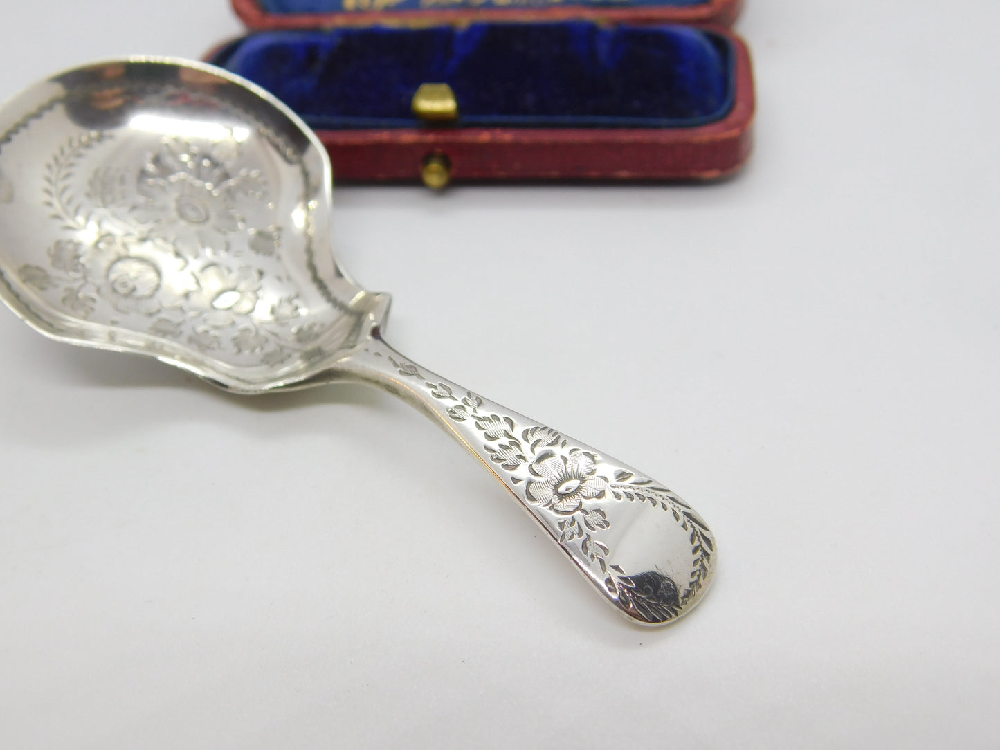 Victorian Sterling Silver Floral Pattern Tea Caddy Spoon 1894 London Antique