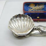 Chinese Export .500 Silver Koi Dish Scallop Salt Dish Antique c1930 Art Deco