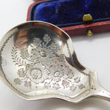 Victorian Sterling Silver Floral Pattern Tea Caddy Spoon 1894 London Antique