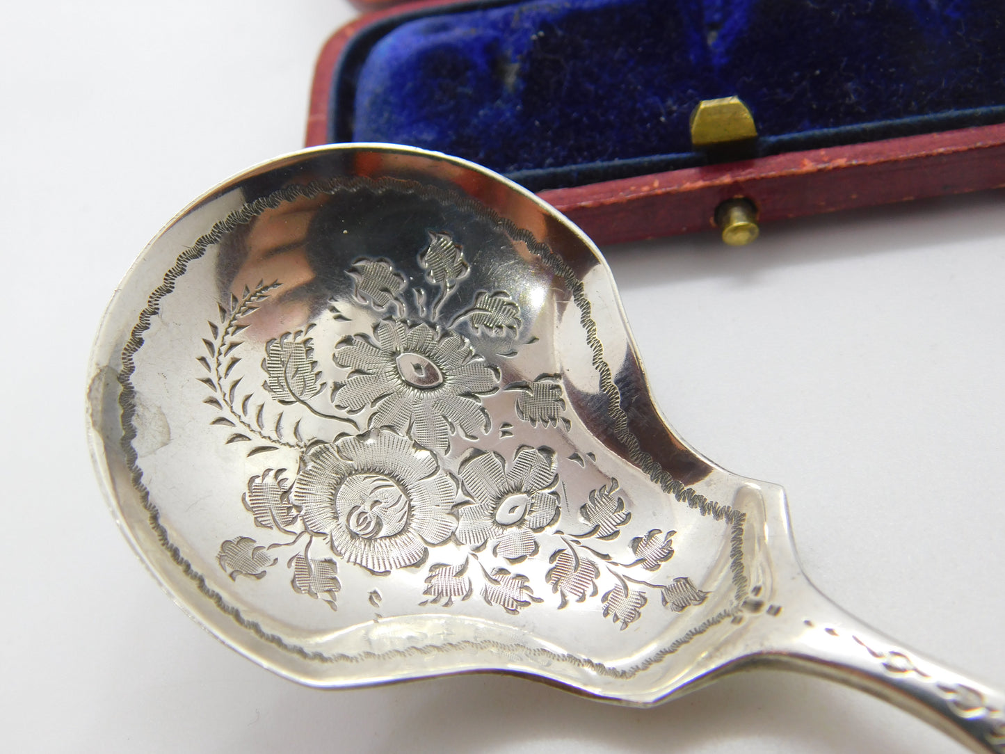 Victorian Sterling Silver Floral Pattern Tea Caddy Spoon 1894 London Antique