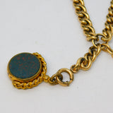 Victorian Rolled Gold Double Albert Watch Chain T-Bar & Fob Antique c1890