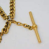 Victorian Rolled Gold Double Albert Watch Chain T-Bar & Fob Antique c1890
