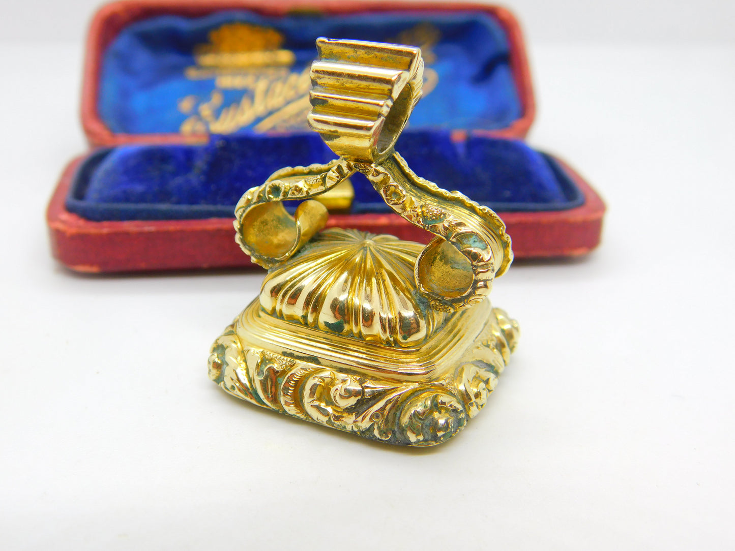 Large Victorian Rolled Gold & Carnelian Set Fob Seal Pendant Antique c1860