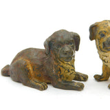 Victorian Cold Painted Bronze Pair of Puppy Dogs Antique c1860 Kitemark