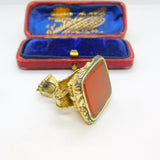 Large Victorian Rolled Gold & Carnelian Set Fob Seal Pendant Antique c1860