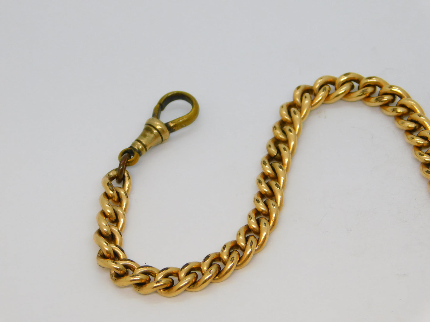 Victorian Rolled Gold Double Albert Watch Chain T-Bar & Fob Antique c1890