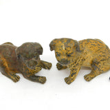 Victorian Cold Painted Bronze Pair of Puppy Dogs Antique c1860 Kitemark