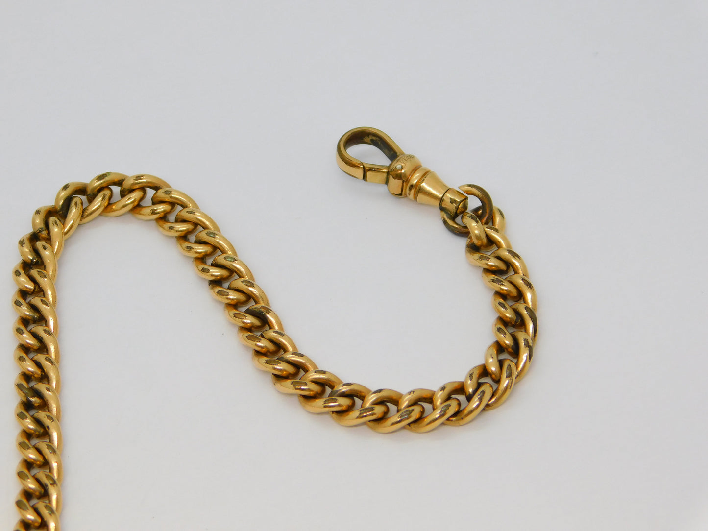 Victorian Rolled Gold Double Albert Watch Chain T-Bar & Fob Antique c1890
