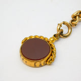 Victorian Rolled Gold Double Albert Watch Chain T-Bar & Fob Antique c1890