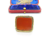 Large Victorian Rolled Gold & Carnelian Set Fob Seal Pendant Antique c1860