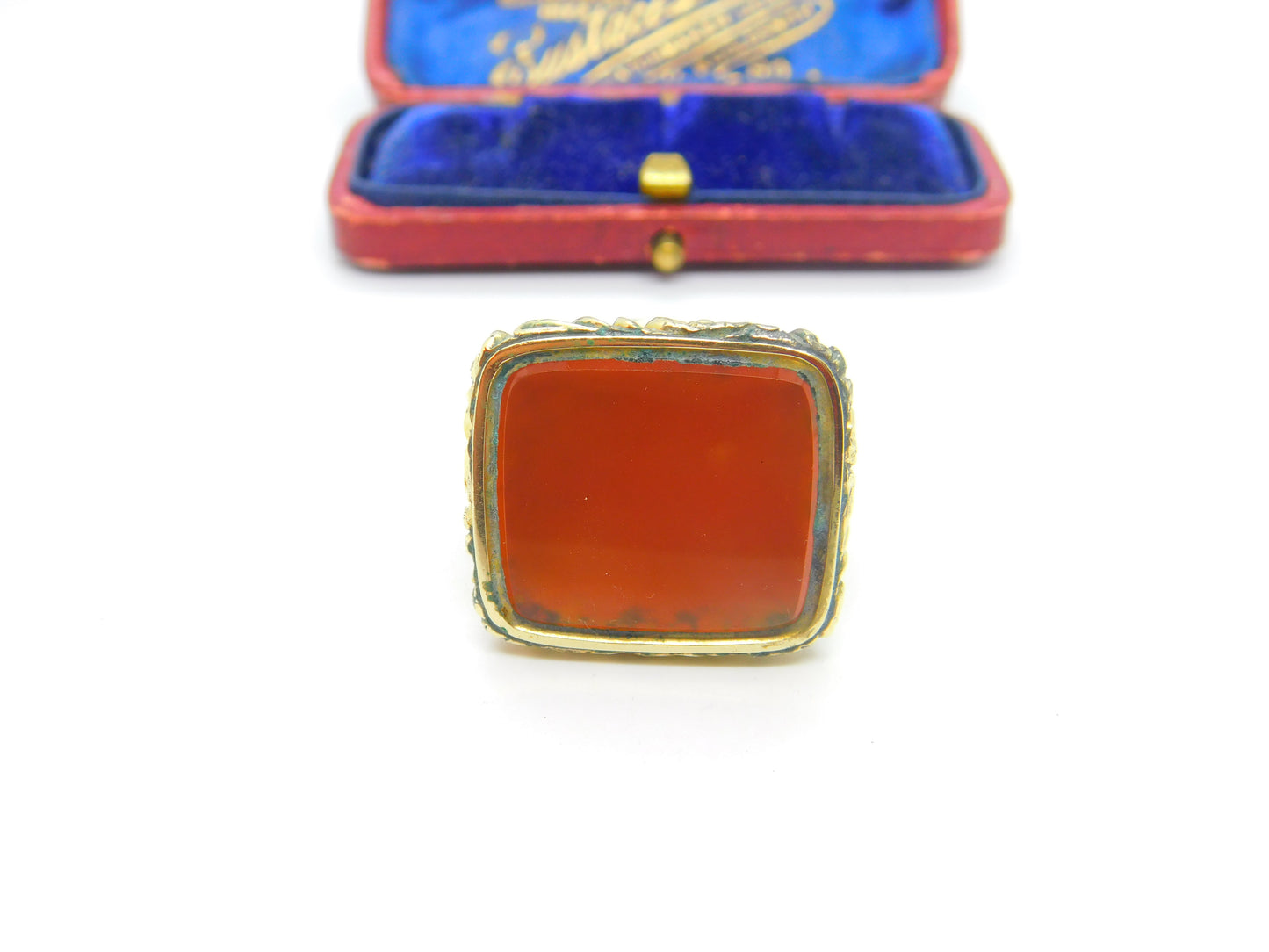 Large Victorian Rolled Gold & Carnelian Set Fob Seal Pendant Antique c1860