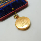 Edwardian 15ct Yellow Gold Monogram Sweetheart Locket Antique 1909 Birmingham