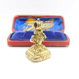 Victorian Sterling Silver Gilt & Carnelian Set Ornate Fob Seal Pendant c1860
