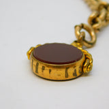 Victorian Rolled Gold Double Albert Watch Chain T-Bar & Fob Antique c1890