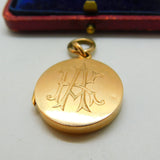Edwardian 15ct Yellow Gold Monogram Sweetheart Locket Antique 1909 Birmingham