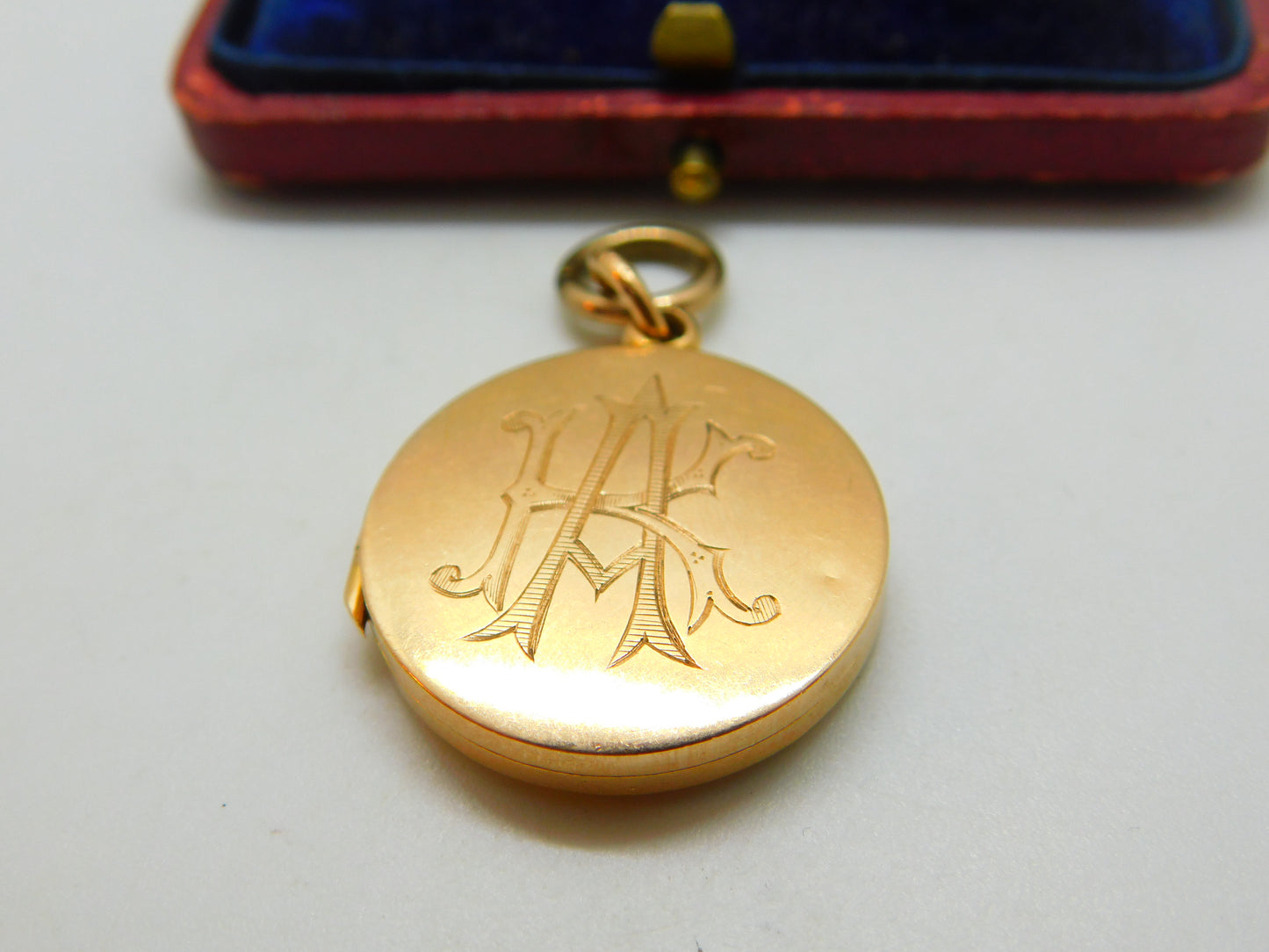 Edwardian 15ct Yellow Gold Monogram Sweetheart Locket Antique 1909 Birmingham