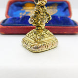 Victorian Sterling Silver Gilt & Carnelian Set Ornate Fob Seal Pendant c1860