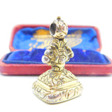 Victorian Sterling Silver Gilt & Carnelian Set Ornate Fob Seal Pendant c1860