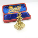 Victorian Sterling Silver Gilt & Carnelian Set Ornate Fob Seal Pendant c1860