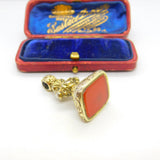 Victorian Sterling Silver Gilt & Carnelian Set Ornate Fob Seal Pendant c1860