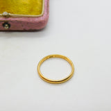 22ct Yellow Gold Wedding Band Ring Antique 1929 Birmingham Size U 1/2 UK