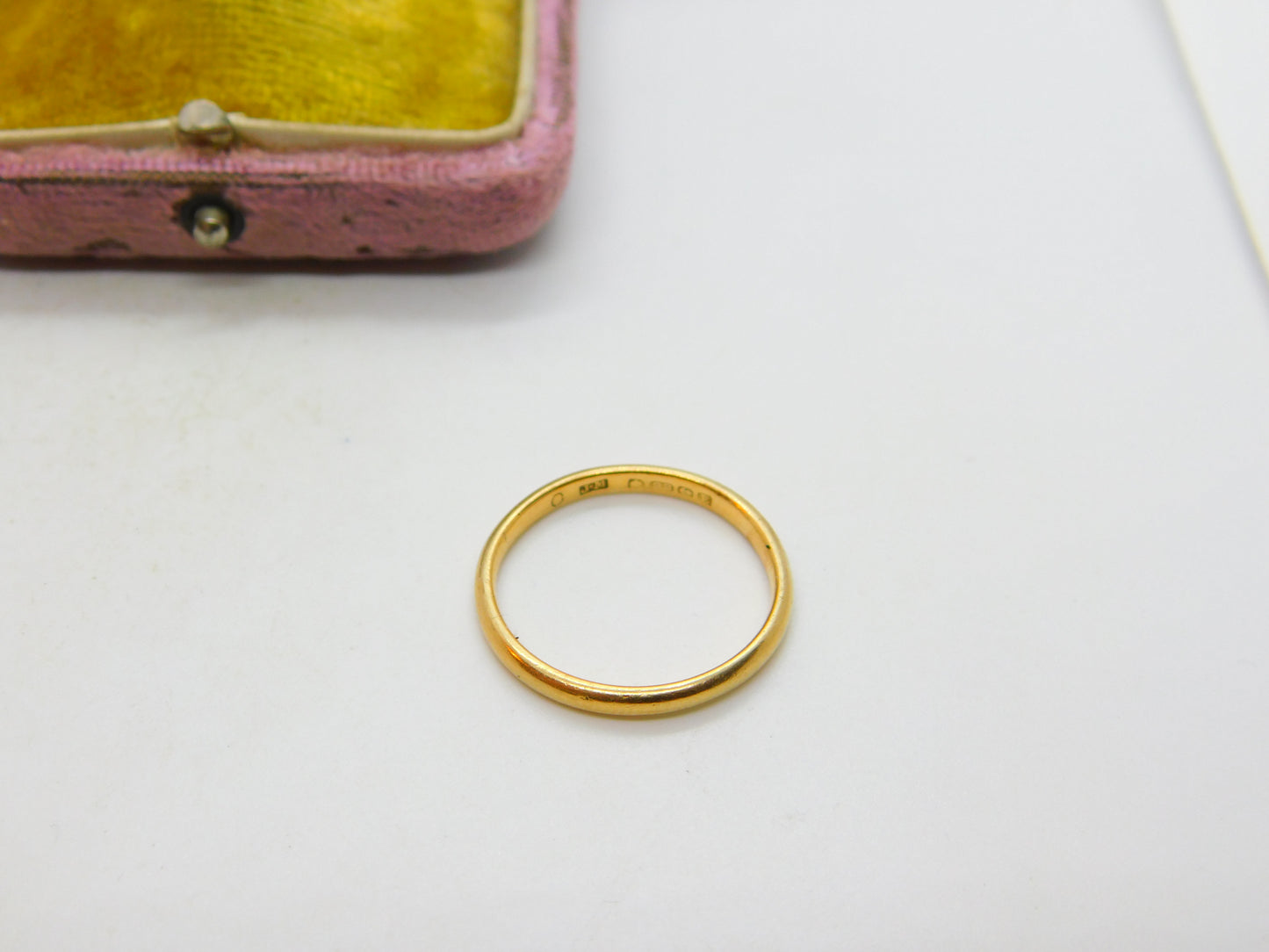 22ct Yellow Gold Wedding Band Ring Antique 1929 Birmingham Size U 1/2 UK